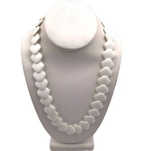 Vintage White Flat Plastic Square Necklace